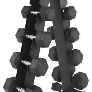 Rack Mancuernas Triangular + 5 Pares Hexagonales Negro